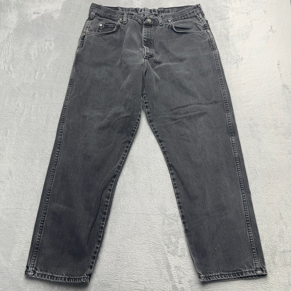 Wrangler Authentic Straight Leg Jeans Womens 36x28 Gray Denim Cowboy Western Cut